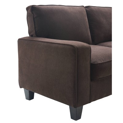 Dark Brown Microsuede Track Arm Sofa with Pillow Back