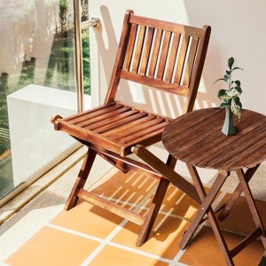 Wooden Folding Patio Furniture for Garden Backyard Balcony Porch w/ 1 Coffee Table and 2 Foldable Chairs - 1 of 4