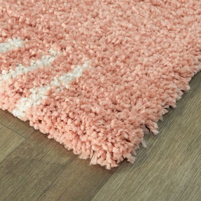 Sherpa Cozy Kids' Geometric Shag Area Rug, Pink 4' x 6'