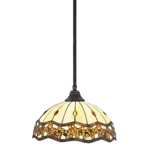 Toltec Lighting Any 1 - Light Pendant in  Dark Granite with 16" Roman Jewel Art Glass Shade - 1 of 1
