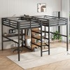 TIRAMISUBEST Twin Over Twin Loft Bed with Double Desk and Wardrobe, Metal Loft Bedframe with Shelves with Electrical Outlet for Space Saving - 3 of 4