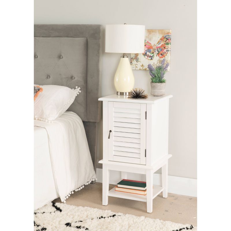 15.75&#34; Damien Farmhouse Square Wood Shutter Door Side Accent End Cabinet Table White - Powell, 4 of 9