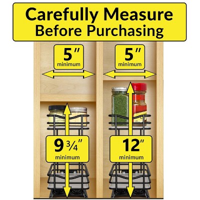 Black Powder-Coated Steel 2-Tier Pull Out Spice Rack Organizer