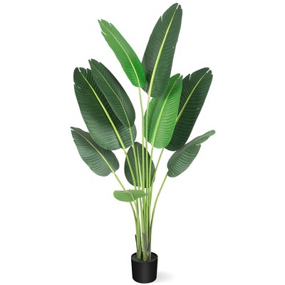 Artificial Bird of Paradise Plant, Fake Palm Tree for Indoor Outdoor Modern Decor Faux Plants for Home Office Perfect Housewarming Gift
