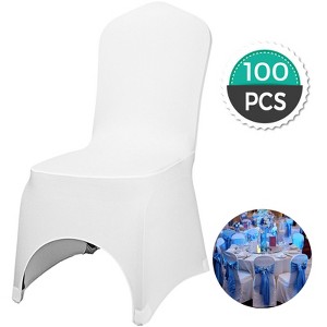 VEVOR Stretch Spandex Folding Chair Covers, Universal Fitted Arched Front Cover, Removable Washable Protective Slipcovers, (100PCS White) - 1 of 4