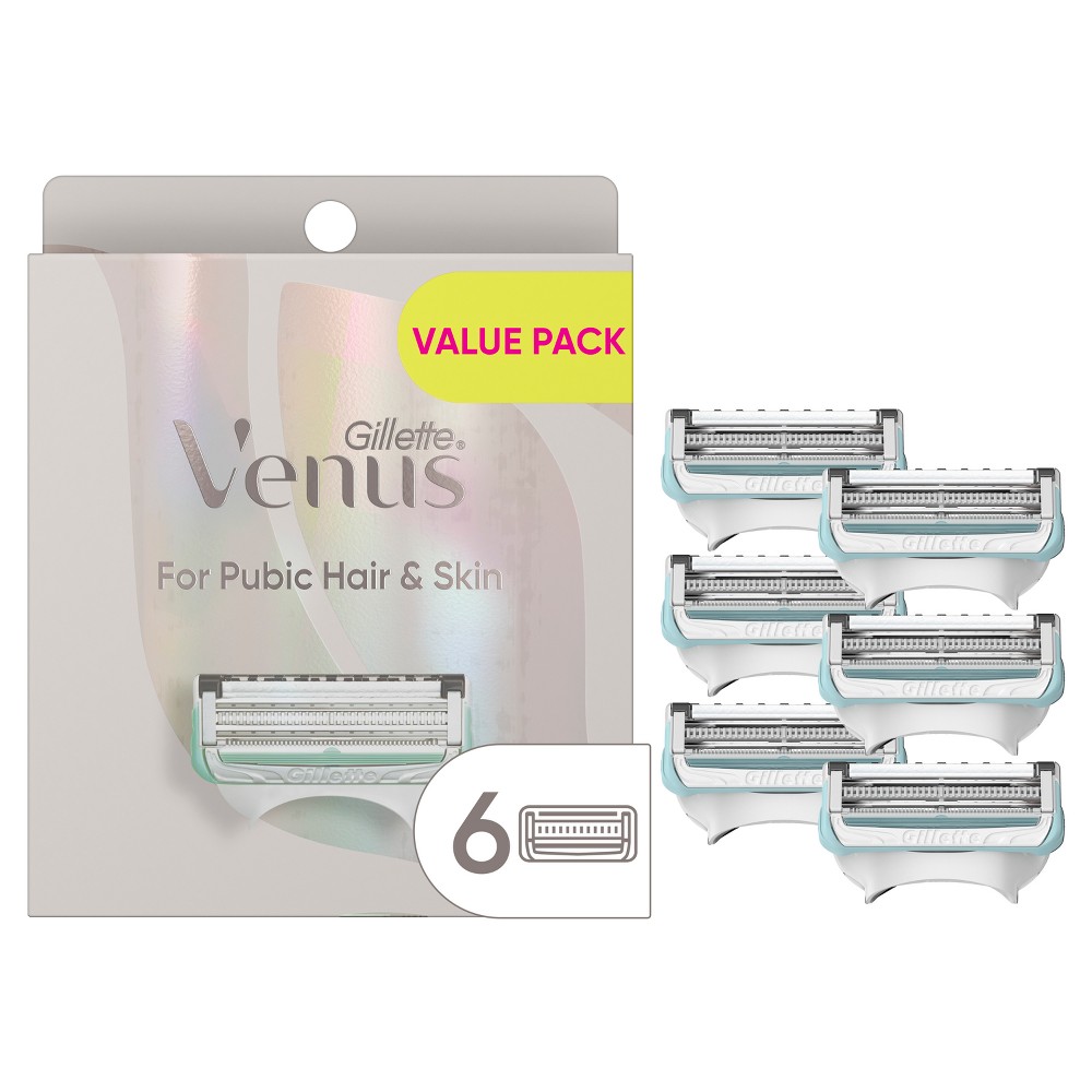 Photos - Hair Removal Cream / Wax Venus Intimate Grooming Razor Refills for Women - 6 Razor Blade Refills 