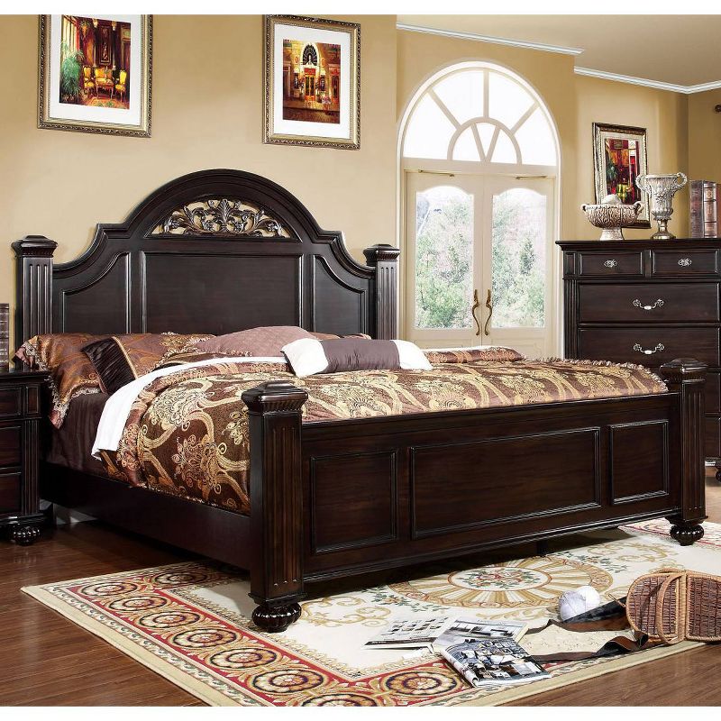 3pc California King Pennings Traditional Bed Set and Nightstand with Chest Dark Walnut - HOMES: Inside + Out, 4 of 26