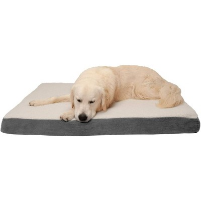 FurHaven Minky Faux Fur & Suede Pillow-Top Orthopedic Dog Bed - Titanium Gray / Medium