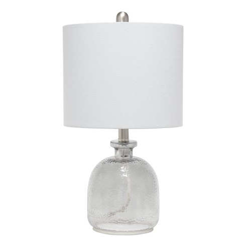 Hammered Glass Jar Table Lamp With, Clear Glass Table Lamp With Grey Shade