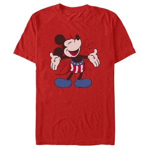 Men's Mickey & Friends Retro American Flag Shorts T-Shirt - 1 of 4