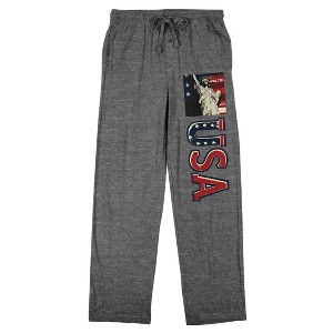 U.S.A. Red White & Blue Statue of Liberty Women's Heather Gray Sleep Pajama Pants - 1 of 4