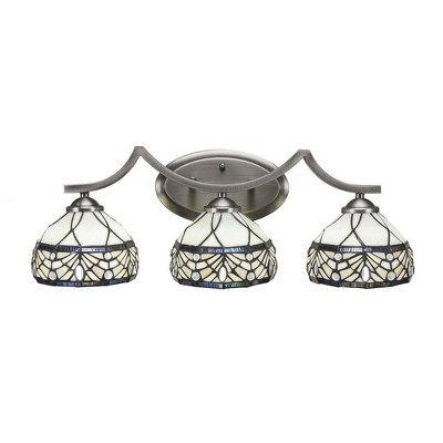 Toltec Lighting Zilo 3 - Light Vanity in  Graphite with 7" Royal Merlot Art Glass Shade