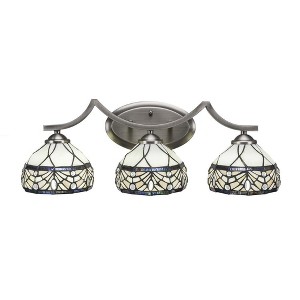Toltec Lighting Zilo 3 - Light Vanity in  Graphite with 7" Royal Merlot Art Glass Shade - 1 of 1