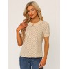 INSPIRE CHIC Women's Peter Pan Collar Keyhole Back Vintage Polka Dots Blouses - 3 of 4