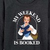 Women's - Disney Princess - Belle My Weekend Is Booked Lightweight French Terry Wide Neck Long Sleeve Shirt - 2 of 4