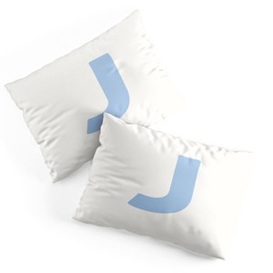 Deny Designs Standard April Lane Art Block Blue Monogram J Microfiber Printed Pillow Sham - 1 of 3