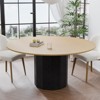 PexFix 60 in.H Solid Wood Round Dining Table Kitchen Table for 6-8 with Tabletop and Cylindrical Base for Living/Dining Room Coffee Office in Natural - 3 of 4