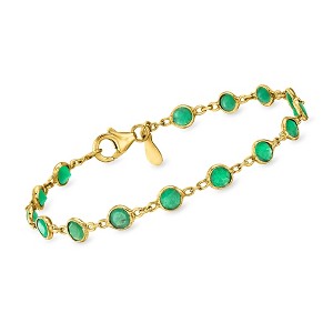 Ross-Simons 3.10 ct. t.w. Bezel-Set Emerald Bracelet in 18kt Gold Over Sterling Size 7 - 1 of 3