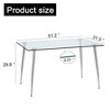 Anybear 51 x 31 x30" Modern Minimalist Rectangular Dining Table for 4-6 with 0.31" Tempered Glass Tabletop and Silver plating Metal Legs - 4 of 4
