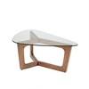 NicBex Modern 42" Triangle Coffee Table with Tempered Glass Top and Wood Legs for Living Room and Bedroom, Brown - 3 of 4