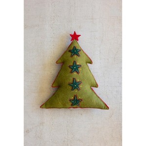 Whimsical Felt Tree Pillow with Star Top – 20" Tall Christmas Decor by Kalalou - 1 of 4