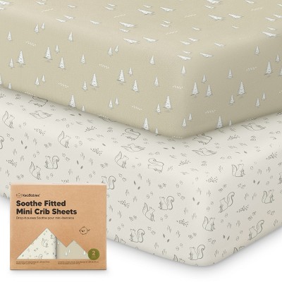 KeaBabies Mini Crib Sheets for Baby Girls, Boys, 2-Pack Soothe Pack and Play Sheets Fitted, Organic Pack N Play Mattress Sheet