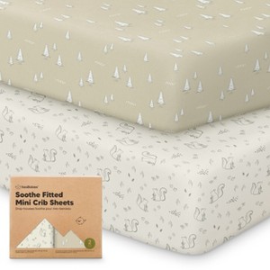 KeaBabies Mini Crib Sheets for Baby Girls, Boys, 2-Pack Soothe Pack and Play Sheets Fitted, Organic Pack N Play Mattress Sheet - 1 of 4