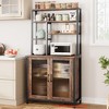 Retro Bakers Rack w/ Cabinet, 5 Tier Microwave Stand 63.78", Baker Rack w/ Fluted Door Large Kitchen Oven Stand Tall Bar Cabinet - 4 of 4