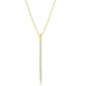 Bella Silver Sterling Silver CZ Vertical Bar Necklace - Gold Plated - Gold - 16+2 Inch - 1 of 2