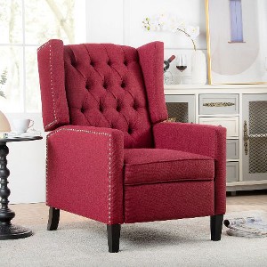 CAVINAS 27.16" Wide Manual Wing Chair Recliner, Modern Recliner Chair, Glider Chair with Tufted Backrest, Wingback Chair with Nailhead Trim - 1 of 4