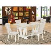 HomeStock 5-Piece Rectangle Natural Oak Finish Solid Wood Top Dining Table with 4 Parson Chair - 2 of 4