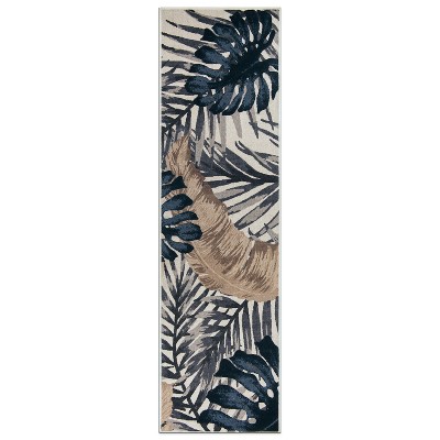 World Rug Gallery Contemporary Tropical Floral Leaves Non Slip Area Rug