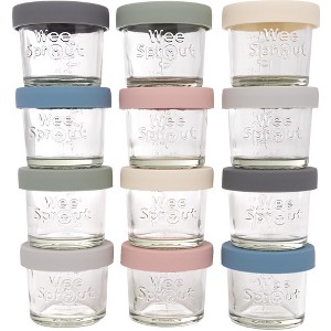 WeeSprout Glass Baby Food Storage Jars w/ Silicone Lids (4 oz, 12 Pack Set) Snack, Puree, Reusable Small Containers, Breast Milk - 1 of 4
