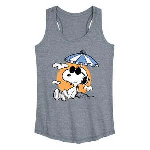 Women's - Peanuts - Snoopy's Beach Day Graphic Racerback Tank - 1 of 4