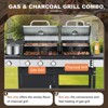 ELJGET Charcoal & Propane Gas Grill Combo with Side Burner & Porcelain-Enameled Cast Iron Grate, Dual Fuel Barbecue Grill for Outdoor, Patio - 4 of 4