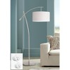 Possini Euro Design Raymond Modern 69" Tall Arc Floor Lamp with Smart Socket Raymond Nickel Adjustable Off-White Shade for Living Room - 2 of 4