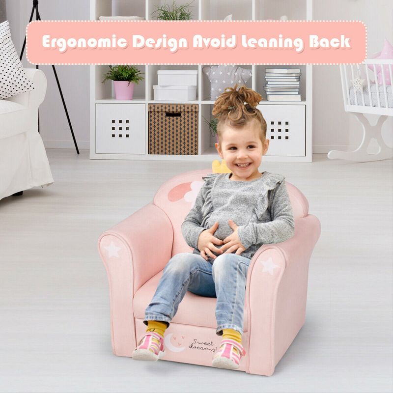 Costway Kids Lamb Sofa Children Armrest Couch Upholstered Chair Toddler Furniture Gift, 4 of 11