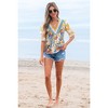 Amaryllis Women’s Multi Floral Print Puff Sleeve V Neck Embroidered Trim Lightweight Relaxed Fit Statement - 4 of 4
