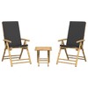vidaXL 3 Piece Folding Bistro set with Dark Gray Cushions Bamboo - 4 of 4