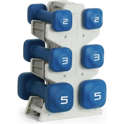 Neoprene Dumbbell Set with Storage Rack, Non-Slip Anti-Roll Hand Weights for Home Gym