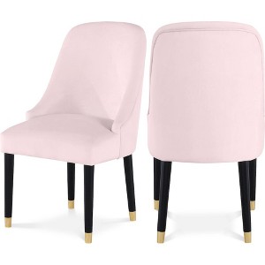 Meridian Furniture,Omni Pink Velvet Dining Chair, Set of 2 - 1 of 4