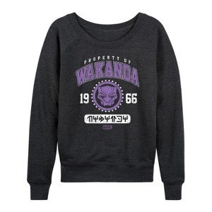 Women's - Marvel - Black Panther Property of Wakanda Lightweight French Terry Wide Neck Long Sleeve Shirt - 1 of 4
