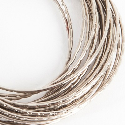 Silver Textured Metal Bangle Design Napkin Rings Set of 4