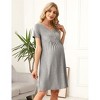 Coolmee Womens Maternity Dress Short Sleeve Midi Summer Dresses Nursing Casual Solid Color Button Down Breastfeeding Dress Clothes - 2 of 4