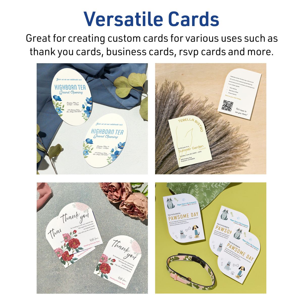 Avery Printable Arched Flat Cards, Sure Feed Technology, 4-3/4" x 3-1/2", Matte White Cardstock, Print-to-The-Edge, Laser/Inkjet Printable, 40 Total - thumbnail 4