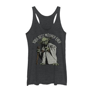 Women's Star Wars Yoda Best Mother Ever Racerback Tank Top - 1 of 3