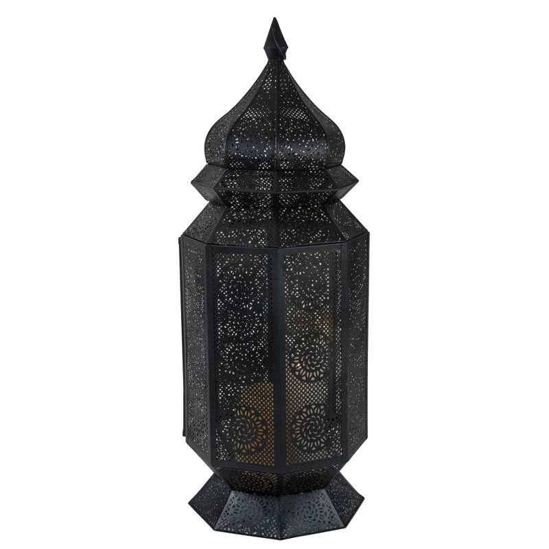 Northlight 29.5" Black and Gold Moroccan Style Floor Pillar Candle Lantern, 4 of 5