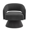 Okak Modern Swivel Accent Chairs for Bedroom, Upholstered Velvet Round Accent Chairs, 360 Degree Comfy Swivel Chair with Open Backrest - 3 of 4