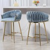 Hrinhom Set of 2 Bar Stools,Velvet Counter Height Bar Stools,Metal Golden Legs - 2 of 4
