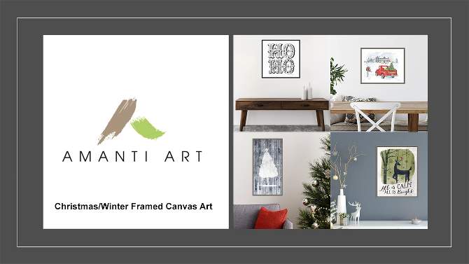 22&#34; x 22&#34; Vintage Wooded Holiday Trees in Snow Framed Wall Canvas - Amanti Art, 2 of 12, play video
